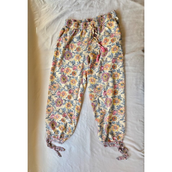 World Market Pants - World Market Floral Jogger Pants Yellow Pink Boho Tassel Drawstring S/M